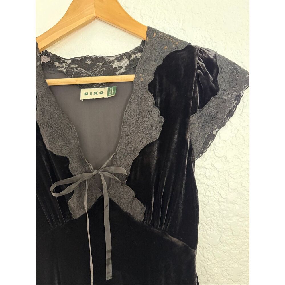 Rixo Amari Silk-Velvet Midi Dress in Black Size 2 - Picture 6 of 12
